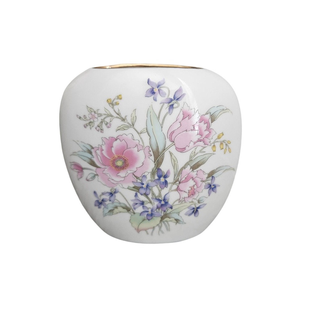 Vintage white delicate fine china floral  bud vase